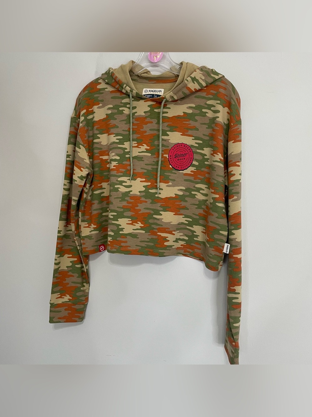 Magellan Outdoors Camo Hoodie with Orange and Green Accents~size small